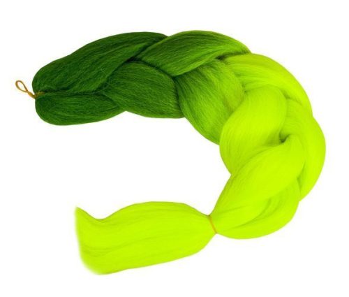 Szintetikus haj ombre zöld / neon fonatok W10344