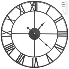   Retro fali óra - fekete, vintage design, falikaróra, modern időmérő, retró stílusú óra, dekorációs óra, falóra