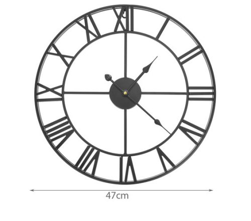 Retro fali óra - fekete, vintage design, falikaróra, modern időmérő, retró stílusú óra, dekorációs óra, falóra