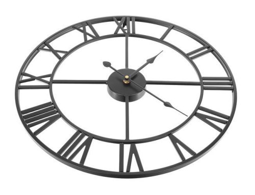 Retro fali óra - fekete, vintage design, falikaróra, modern időmérő, retró stílusú óra, dekorációs óra, falóra