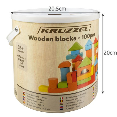 Kruzzel 22666 - 100 darabos fa építőkocka készlet gyerekeknek és kreatív építéshez