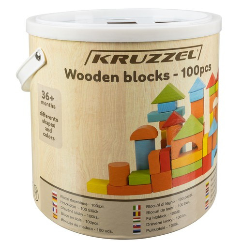 Kruzzel 22666 - 100 darabos fa építőkocka készlet gyerekeknek és kreatív építéshez