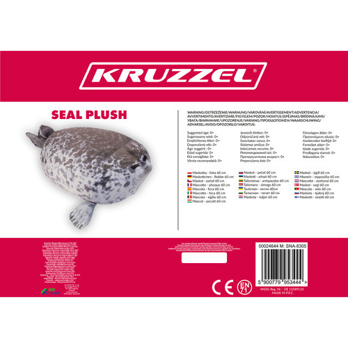 Kruzzel 24644 Plüss Fóka - 60 cm-es Pihe-Puha Játékfigura Gyerekeknek és Felnőtteknek