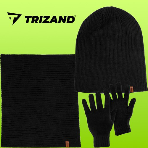 Téli szett, 3 darabos. Trizand 22100. Karácsonyi ajándék, téli kiegészítők, sál, sapka, kesztyű, stílusos megjelenés.