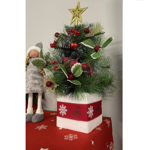 Karácsonyfa - 45cm Ruhhy 22591, mini műfenyő, karácsonyi dekoráció, asztaldísz, kis méretű fenyőfa